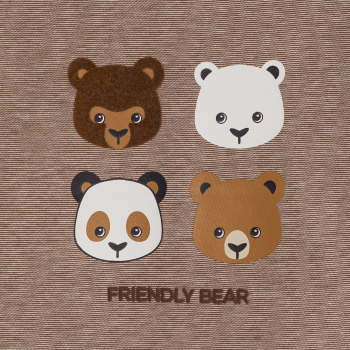 تيشيرت بأكمام طويلة بطبعة دب باللون البني للأولاد